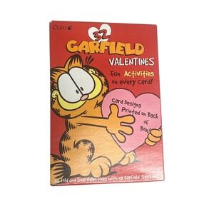 Vintage Garfield Valentines Box Set 32 Fold and Seal Cards 48 Stickers Cleo USA